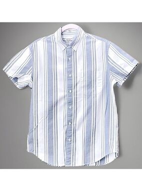 J.Crew Shirt M Slim Pima Cotton Button Down Blue White Stripe Preppy Classic